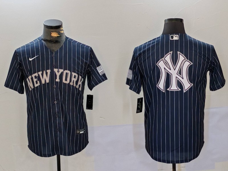 Men New York Yankees Blank Blue stripe joint name 2024 Nike MLB Jersey style 91221->indianapolis colts->NFL Jersey